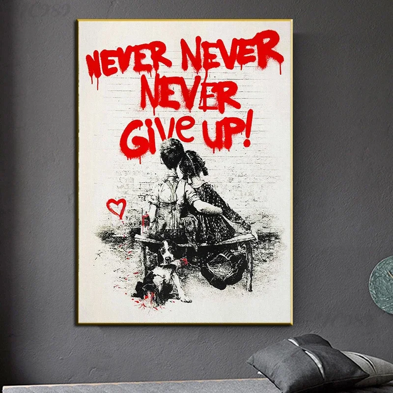Home Office Room Inspiration - Arte de parede Banksy Graffiti, Never