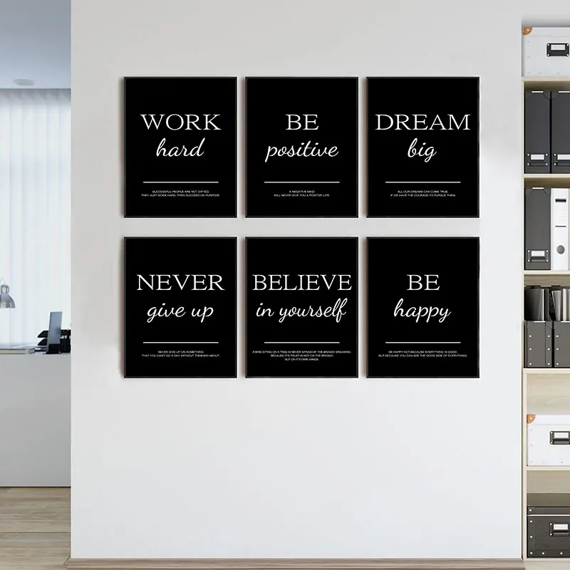 Home Office Room Inspiration - Quadros Decorativos Modernos com Citações Inspiradoras