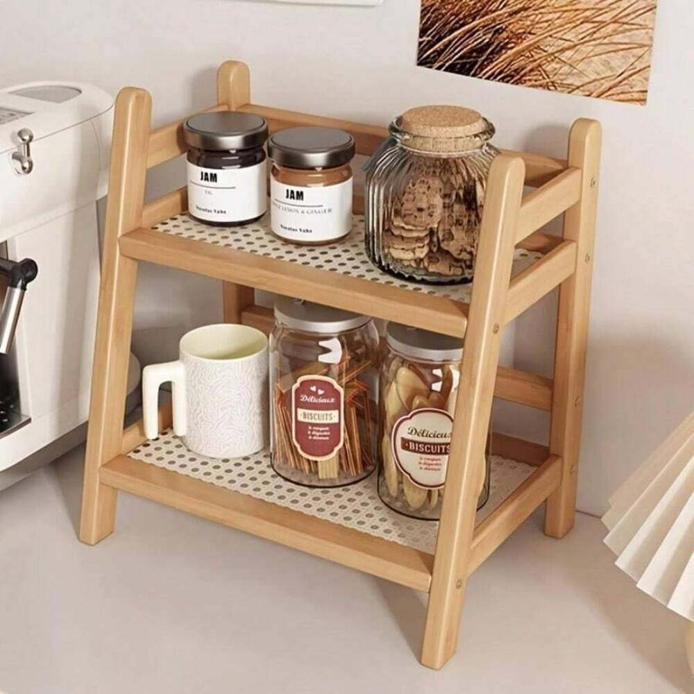 Desktop Organizer Bamboo - Prateleira de Armazenamento de Bambu de