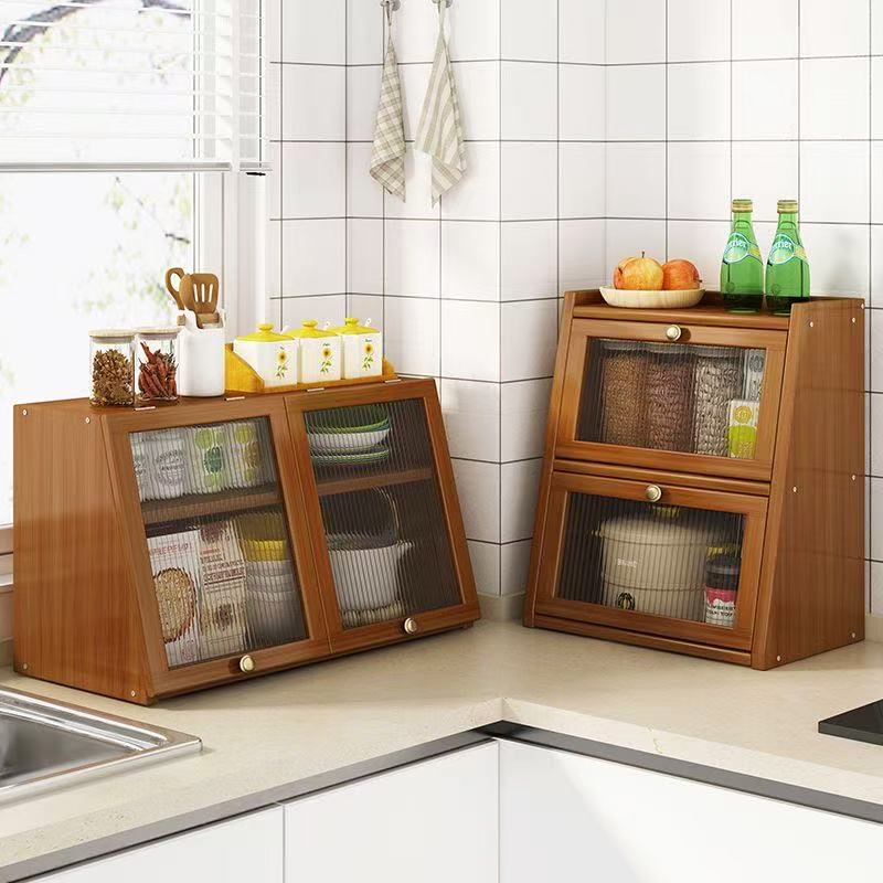 Desktop Organizer Bamboo - Armário de armazenamento de cozinha de