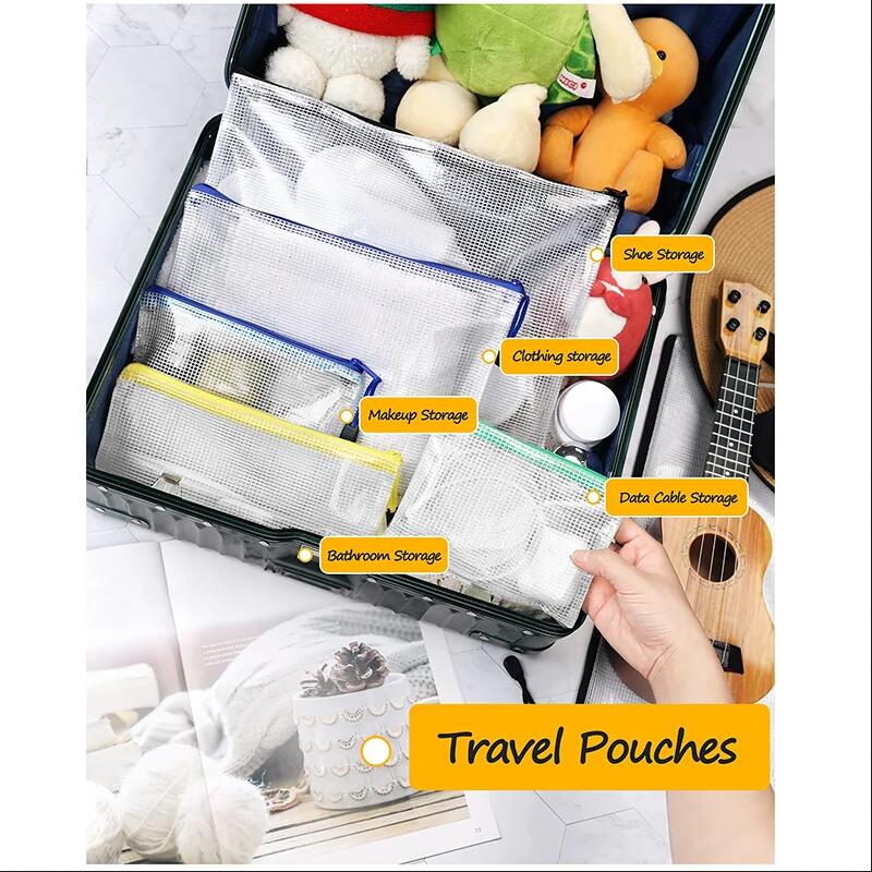 27 pçs malha zíper bolsa malha - Home Office Travel Document avaliação e preço